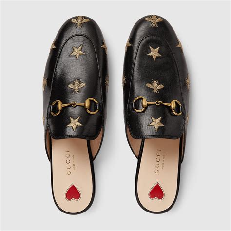 gucci embroidered princetown|Women's Princetown slipper in black GG leather .